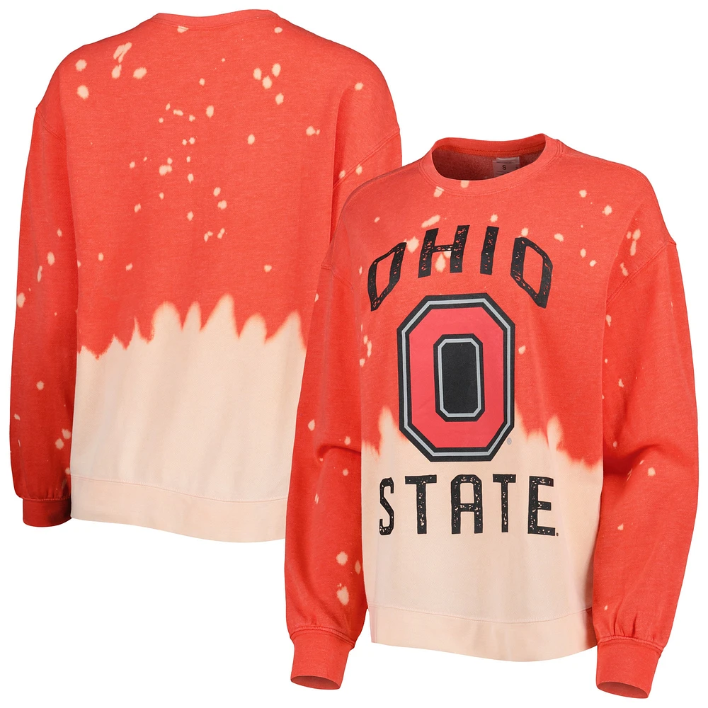 Gameday Couture Scarlet Ohio State Buckeyes Twice As Nice Délavé Dip-Dye Pull à manches longues pour femme