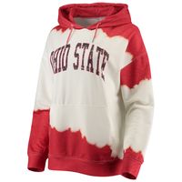 Women's Gameday Couture White/Scarlet Ohio State Buckeyes For the Fun Double Dip-Dyed Pullover Hoodie