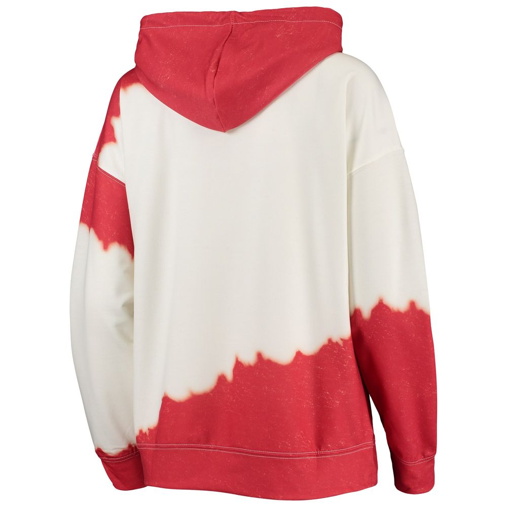 Women's Gameday Couture White/Scarlet Ohio State Buckeyes For the Fun Double Dip-Dyed Pullover Hoodie