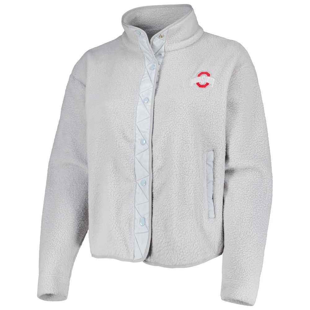 Women's Gray Ohio State Buckeyes Wheelhouse Sherpa Full-Snap Jacket