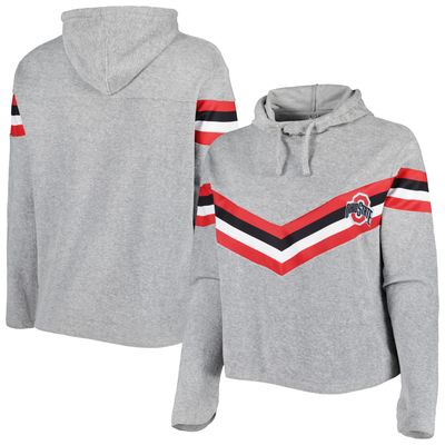 Women's Heather Gray/Scarlet Ohio State Buckeyes Plus Register Seam to Pullover Hoodie