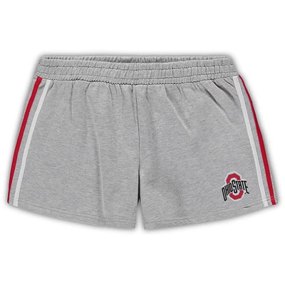 Ohio State Buckeyes Women's Plus 2 Stripes Shorts - Heathered Gray