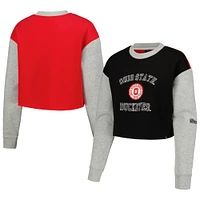 Sweat-shirt à enfiler Hype and Vice noir Ohio State Buckeyes Colorblock Rookie Crew pour femmes