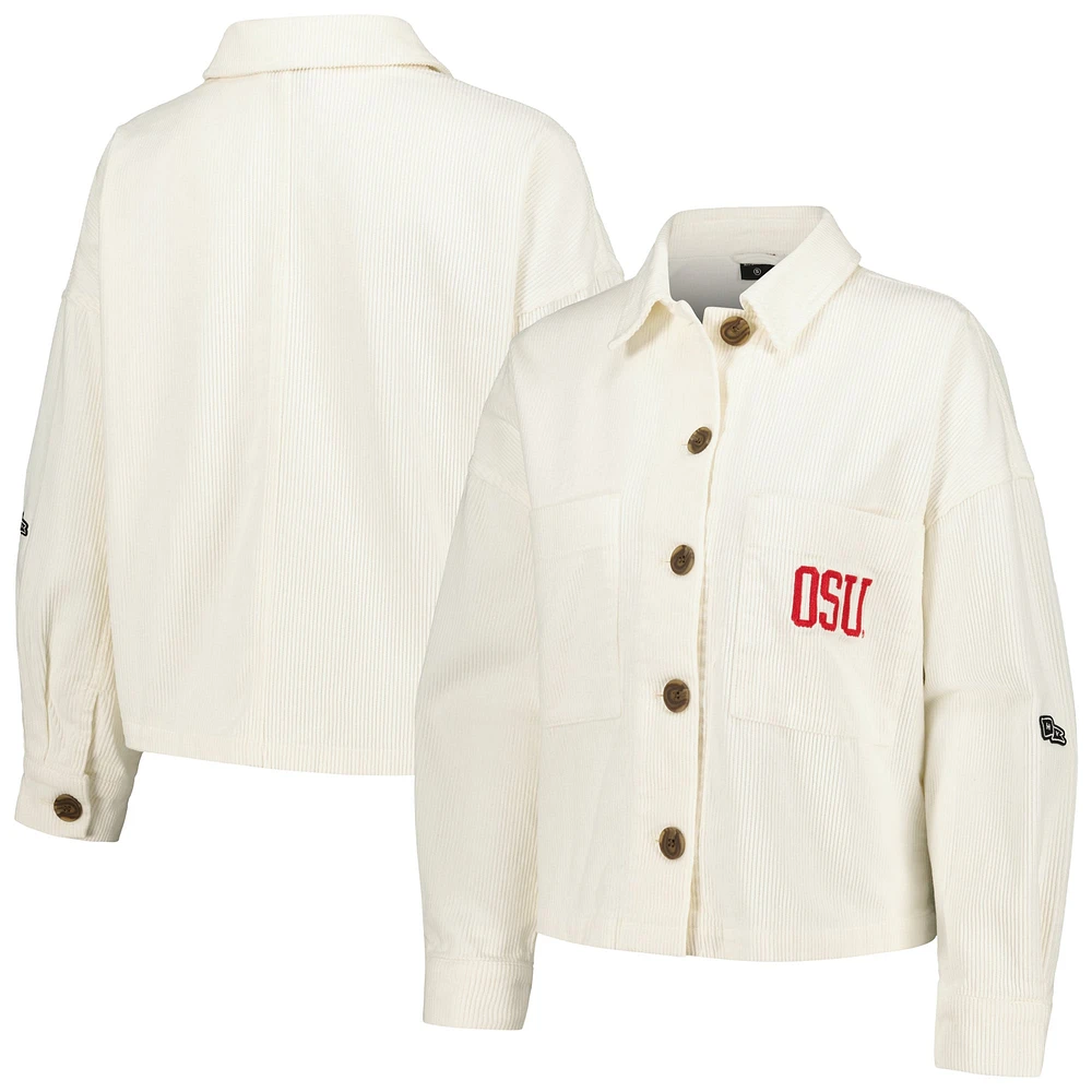 Veste boutonnée en velours côtelé Hype and Vice Cream Ohio State Buckeyes pour femmes