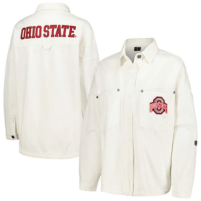 Veste blanche à boutons-pression Hype and Vice pour femmes Ohio State Buckeyes Multi-Hit Hometown