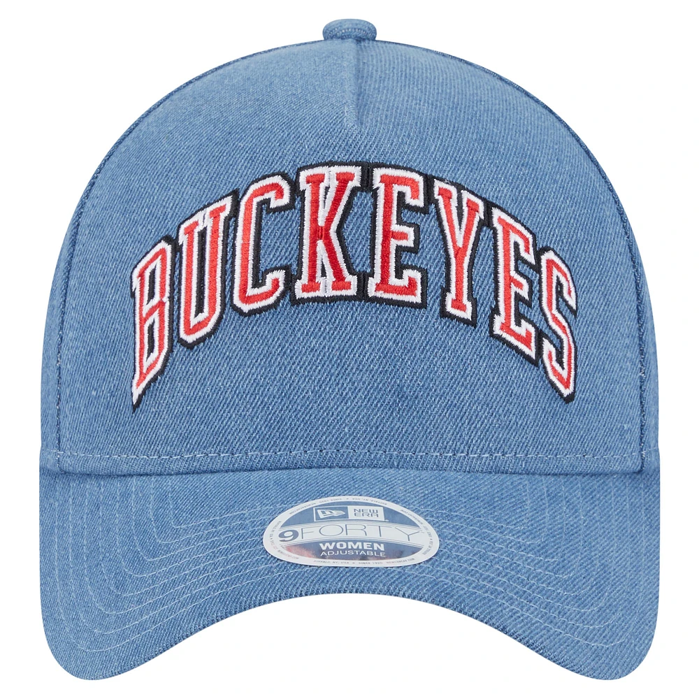 Women's New Era Denim Ohio State Buckeyes A-Frame 9FORTY Adjustable Hat