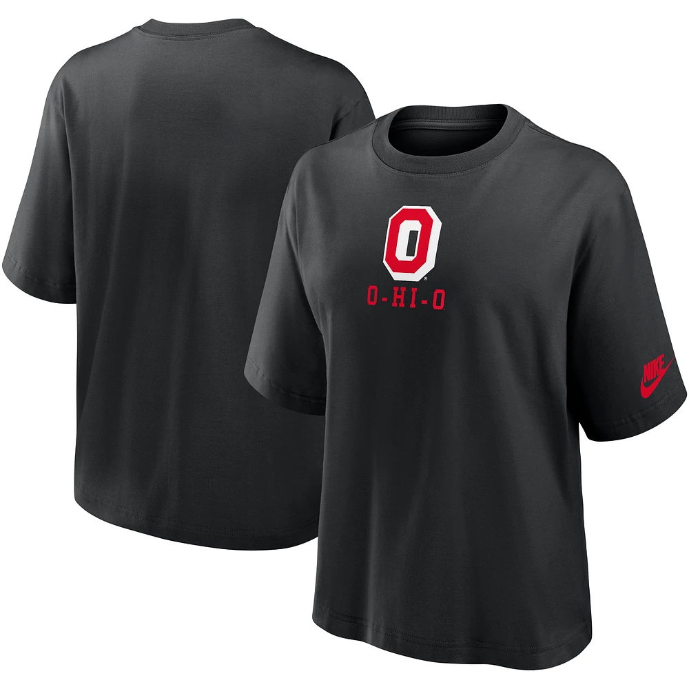 Women's Nike Black Ohio State Buckeyes Boxy Legacy Established T-Shirt