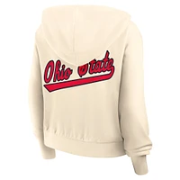 Women's Nike Cream Ohio State Buckeyes Cropped Chill Full-Zip Hoodie