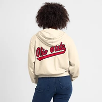 Women's Nike Cream Ohio State Buckeyes Cropped Chill Full-Zip Hoodie