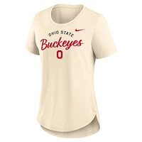 Women's Nike  Cream Ohio State Buckeyes Script Logo Tri-Blend T-Shirt