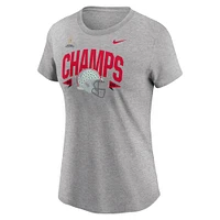 Women's Nike Heather Gray Ohio State Buckeyes College Football Playoff 2024 National Champions Helmet T-Shirt