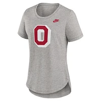 T-shirt Nike gris chiné pour femme Ohio State Buckeyes Legacy Tri-Blend