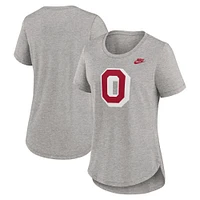 T-shirt Nike gris chiné pour femme Ohio State Buckeyes Legacy Tri-Blend