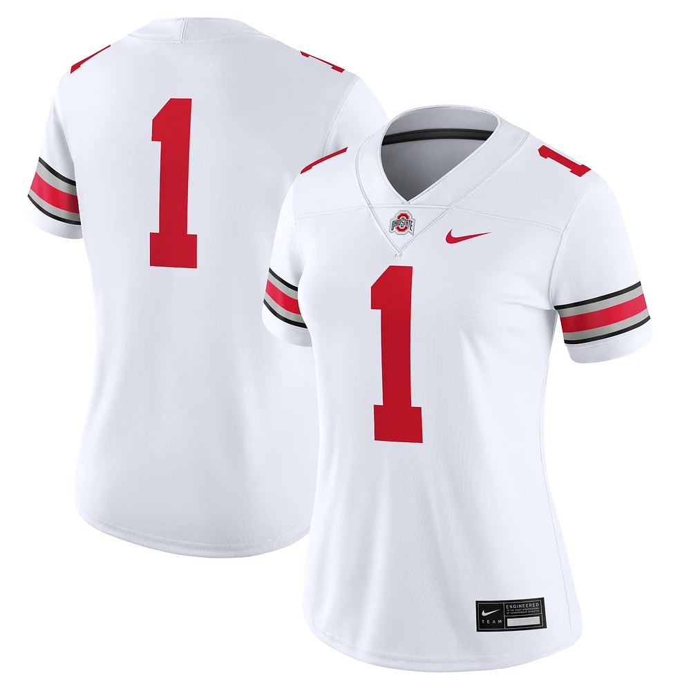 Maillot de match Nike #1 Ohio State Buckeyes blanc pour femme