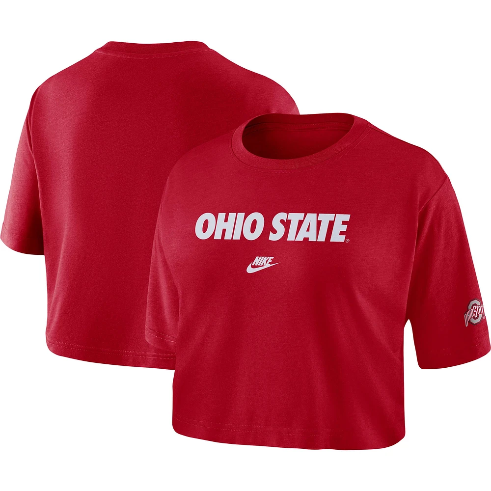 T-shirt court Nike Ohio State Buckeyes Wordmark pour femme rouge