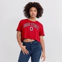 T-shirt court Nike Scarlet Ohio State Buckeyes Athletic Prep Arch Performance pour femme