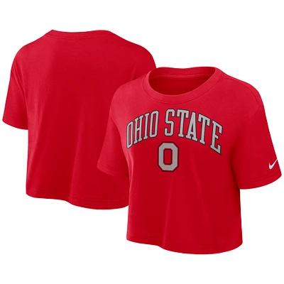 T-shirt court Nike Scarlet Ohio State Buckeyes Athletic Prep Arch Performance pour femme