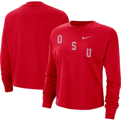 Ohio State Buckeyes Nike Women's Boxy Varsity Long Sleeve T-Shirt - Scarlet