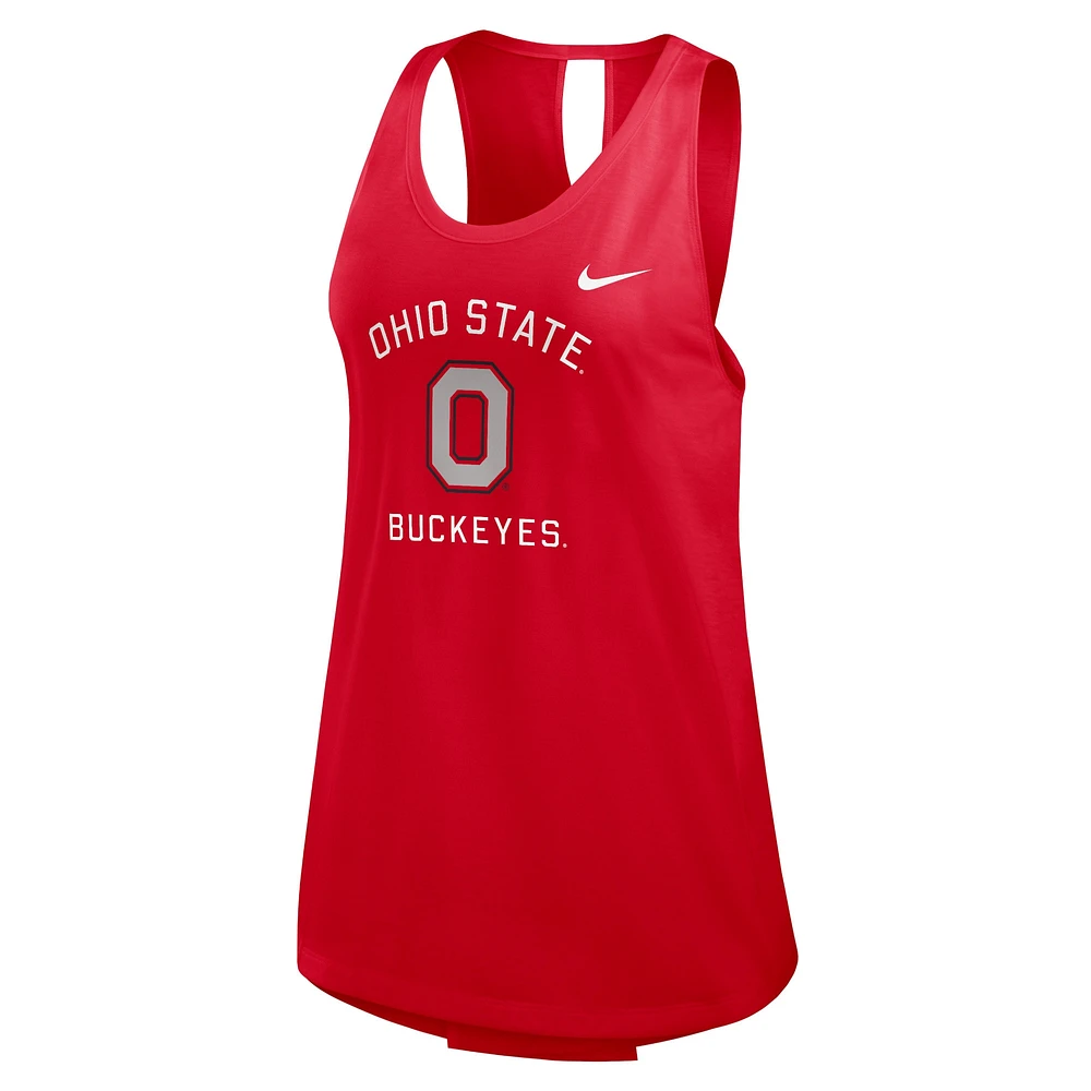 Débardeur Nike Scarlet Ohio State Buckeyes Primetime Crossback pour femme