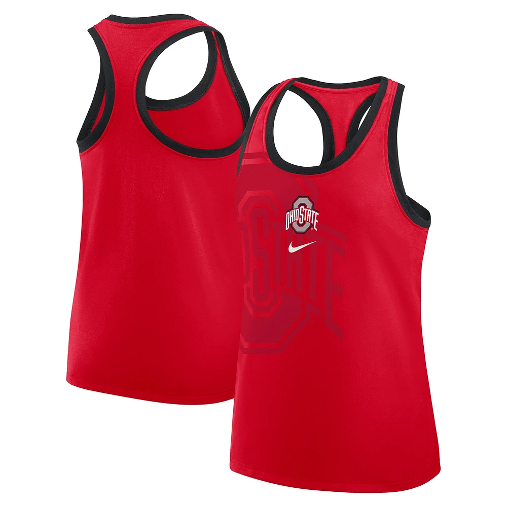 Women's Nike Scarlet Ohio State Buckeyes Primetime Racerback Tri-Blend Tank Top