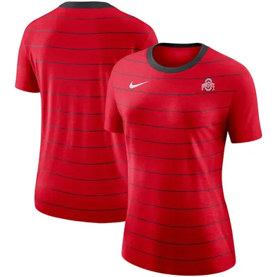 Ohio State Buckeyes Nike Women's Striped Ringer Tri-Blend T-Shirt - Scarlet