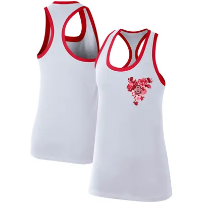 Ohio State Buckeyes Nike Women's Floral Performance Racerback Tank Top - White/Red