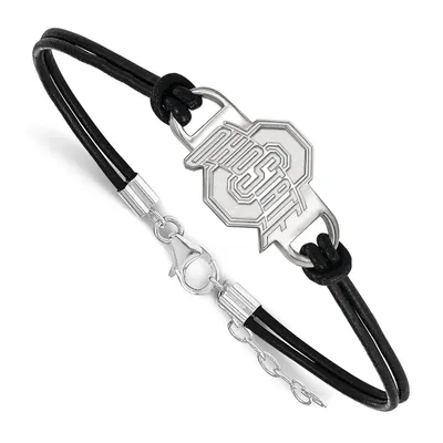 Ohio State Buckeyes Women's Sterling Silver Leather Bracelet