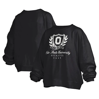 Sweat-shirt surdimensionné Janice Big Aug Script pour femme Pressbox Black Ohio State Buckeyes