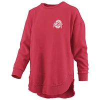 Women's Pressbox Scarlet Ohio State Buckeyes  College Football Playoff 2024 National Champions Square Melange Sweatshirt