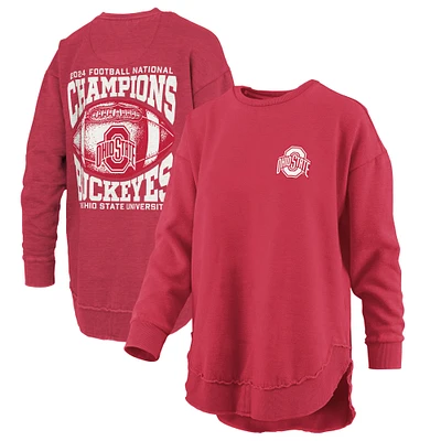 Women's Pressbox Scarlet Ohio State Buckeyes  College Football Playoff 2024 National Champions Square Melange Sweatshirt