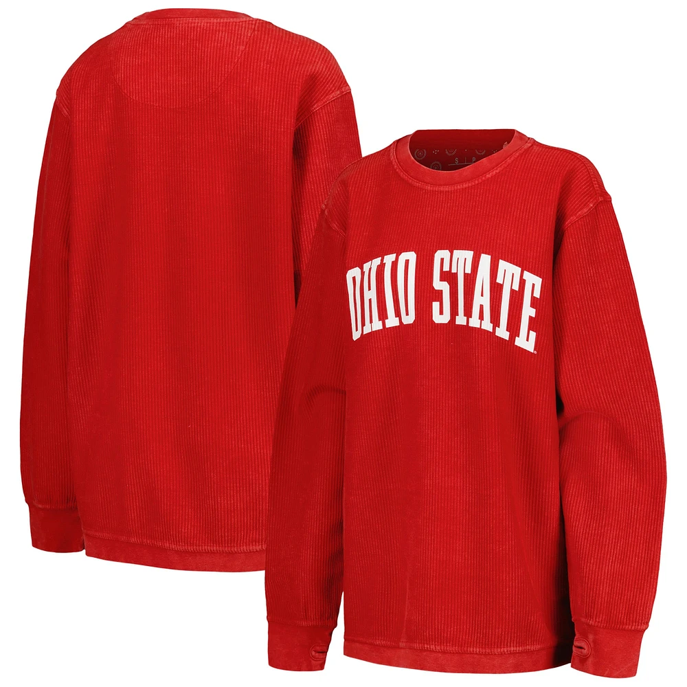 Sweat-shirt Pressbox Scarlet Ohio State Buckeyes confortable avec cordon pour femme