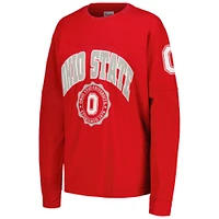 T-shirt à manches longues Edith Pressbox Scarlet Ohio State Buckeyes pour femme