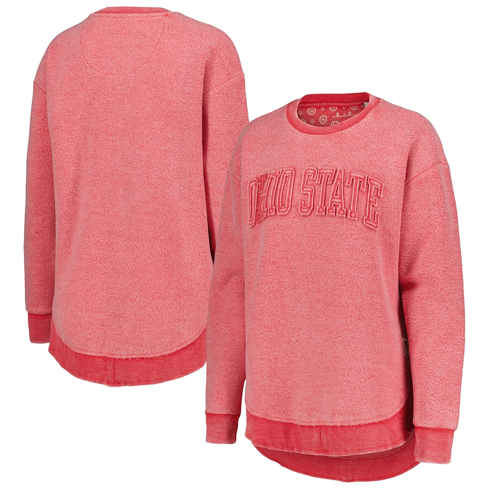 Women's Pressbox  Scarlet Ohio State Buckeyes Ponchoville Pullover Sweatshirt