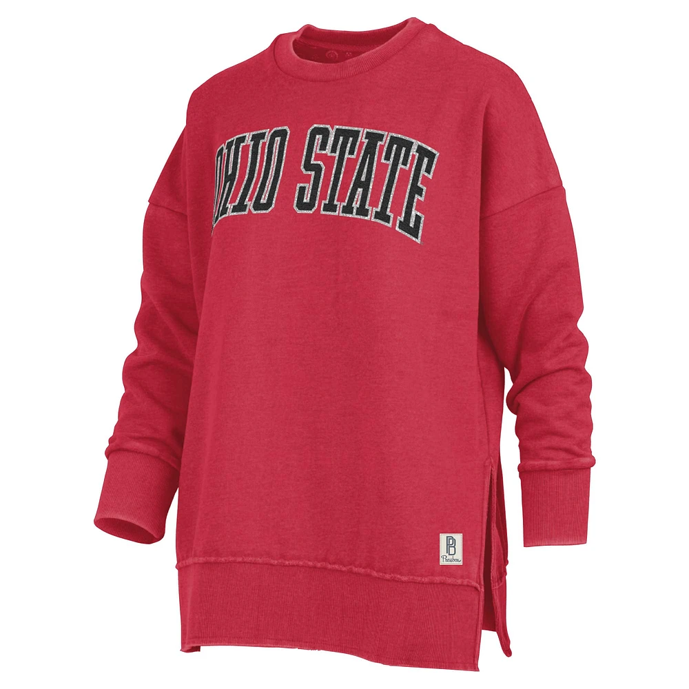 T-shirt surdimensionné Pressbox Scarlet Ohio State Buckeyes Stone Gala pour femmes