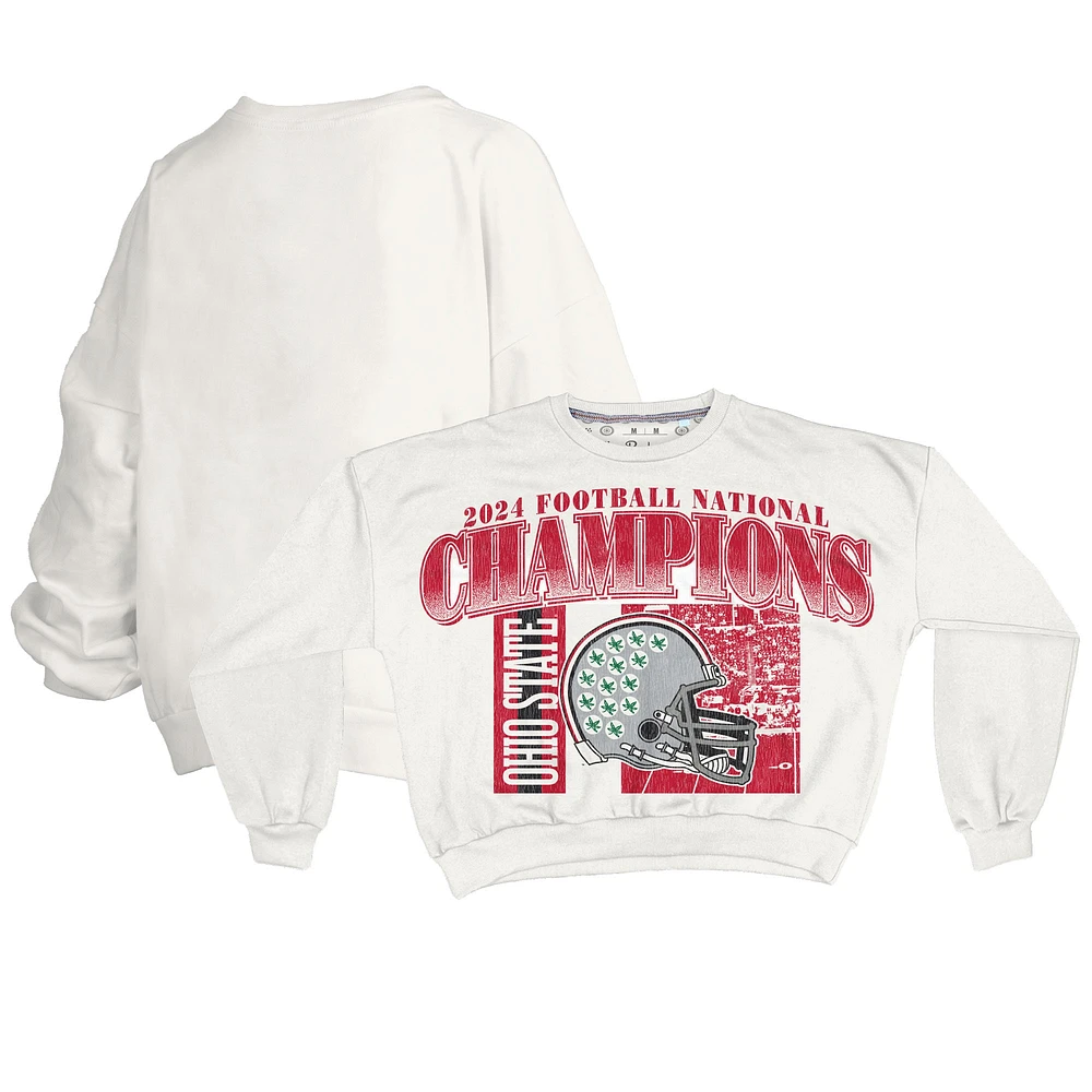 Women's Pressbox  White Ohio State Buckeyes College Football Playoff 2024 National Champions Zone Oversized Sweatshirt