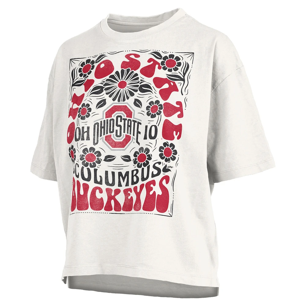 Women's Pressbox White Ohio State Buckeyes Harmony Oversized T-Shirt