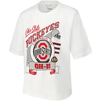 T-shirt blanc Pressbox Ohio State Buckeyes Rock & Roll Slub pour femmes