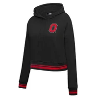 Women's Pro Standard Black Ohio State Buckeyes Cropped Pullover Hoodie