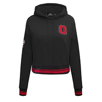 Women's Pro Standard Black Ohio State Buckeyes Cropped Pullover Hoodie