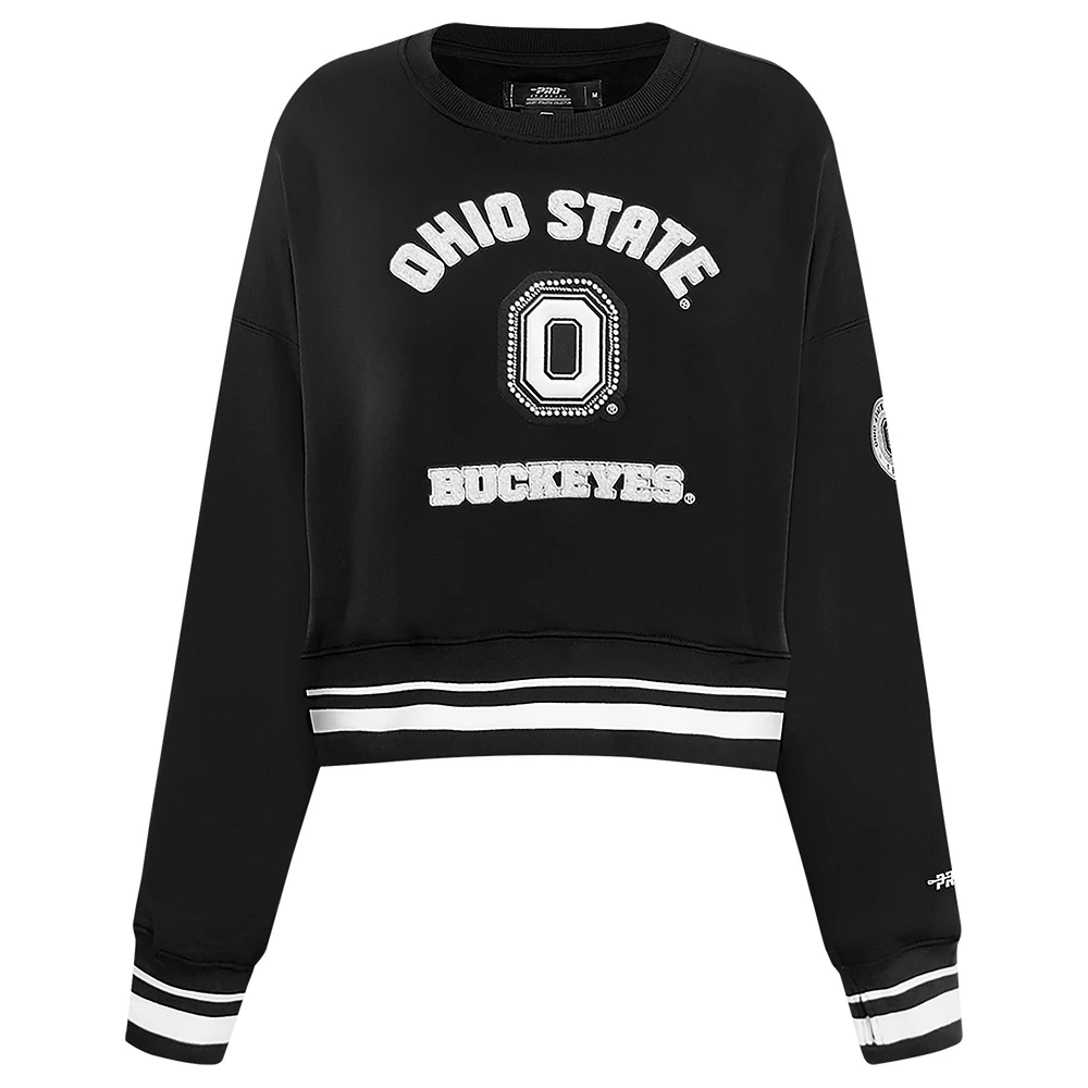 Women's Pro Standard  Black Ohio State Buckeyes Pearl Cropped Pullover Sweatshirt