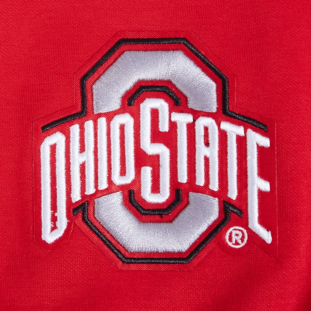 Women's Pro Standard Scarlet Ohio State Buckeyes Sequin Boxy Cropped Pullover Sweatshirt