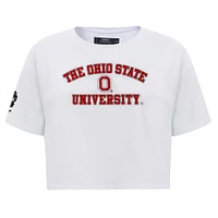 T-shirt court boxy classique en jersey simple Pro Standard blanc de l'Ohio State Buckeyes pour femmes