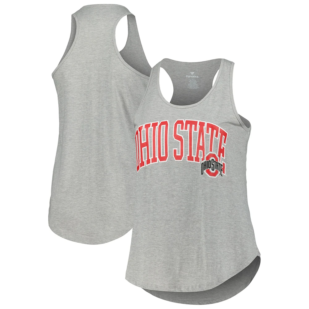 Profil pour femme Gris chiné Ohio State Buckeyes Arch Logo Débardeur à dos nageur et encolure dégagée