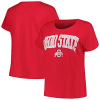 Women's Profile Scarlet Ohio State Buckeyes Plus Arch Over Logo Scoop Neck T-Shirt