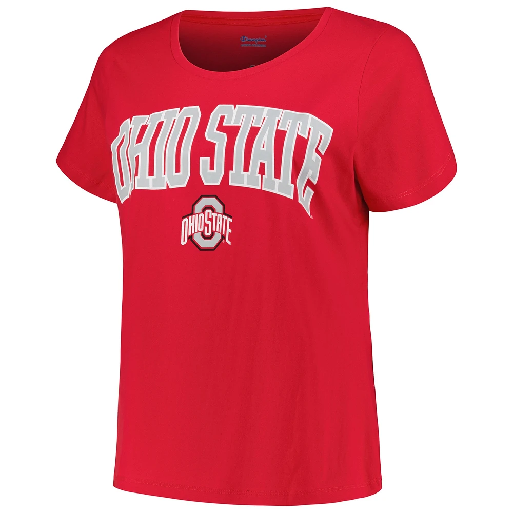 Women's Profile Scarlet Ohio State Buckeyes Plus Arch Over Logo Scoop Neck T-Shirt