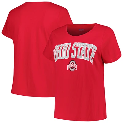 Women's Profile Scarlet Ohio State Buckeyes Plus Arch Over Logo Scoop Neck T-Shirt