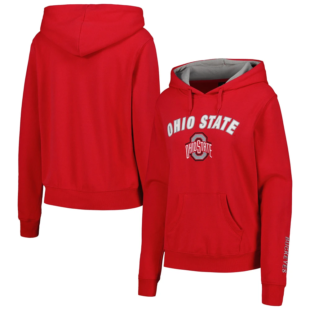 Women's Scarlet Ohio State Buckeyes Arch & Logo 1 Pullover Hoodie