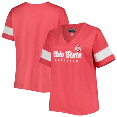 Ohio State Buckeyes Women's Plus Give it All V-Neck T-Shirt - Scarlet