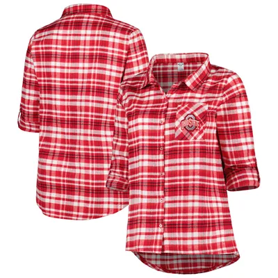 Ohio State Buckeyes Women's Plus Mainstay Long Sleeve Button-Up Shirt - Scarlet