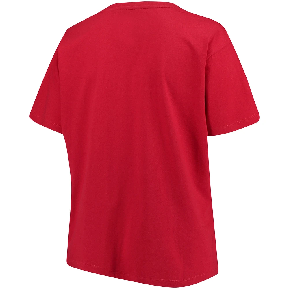 Women's Scarlet Ohio State Buckeyes Plus Primary Logo V-Neck T-Shirt